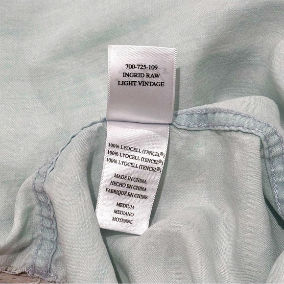 Rails Ingrid Raw Hem Light Vintage Button-Down Denim Shirt M - Picture 7 of 7